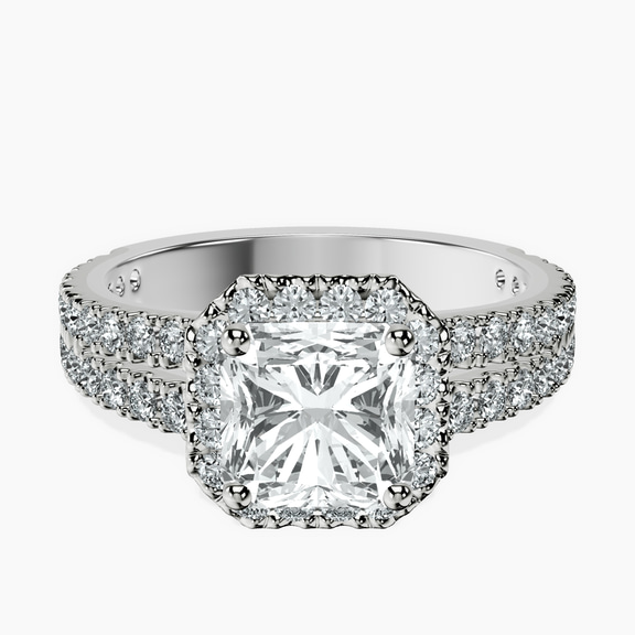 10kt White Gold Luna Split Shank Halo Lab Diamond Ring front image