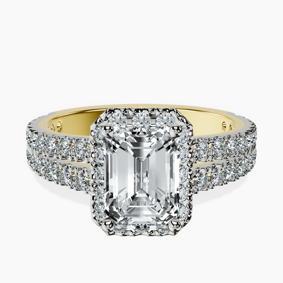 10kt Yellow Gold Luna Split Shank Halo Lab Diamond Ring front image