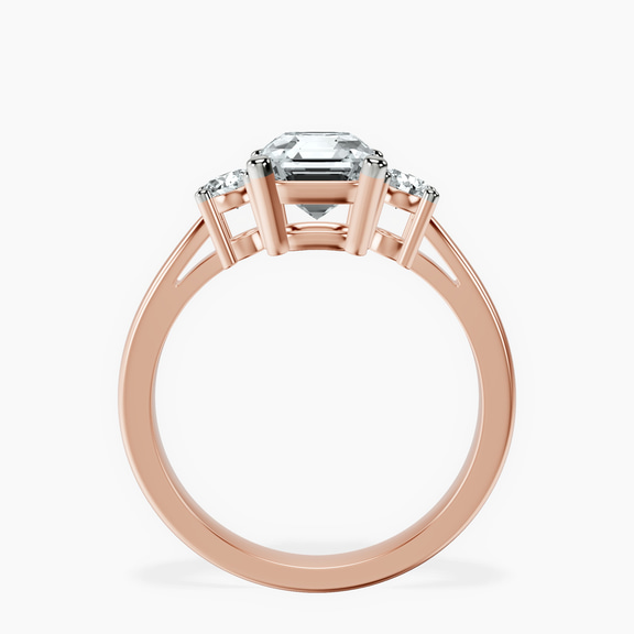 10kt Rose Gold Meghan Markle Three stone Lab Diamond Ring side right image one