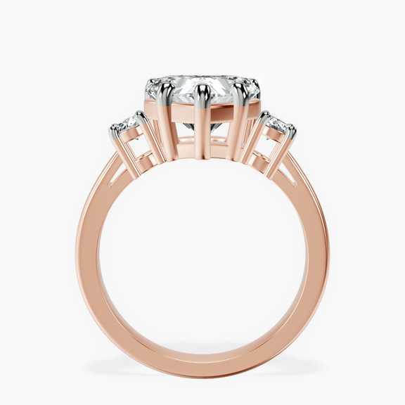 14kt Rose Gold Meghan Markle Three stone Lab Diamond Ring side right image one
