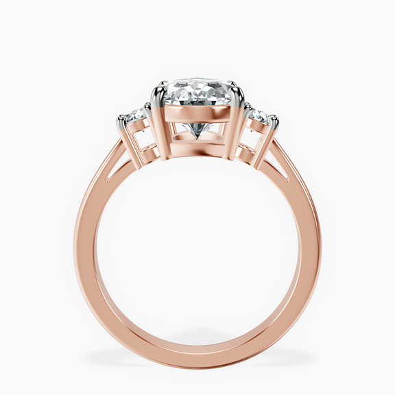 14kt Rose Gold Meghan Markle Three stone Lab Diamond Ring side right image one