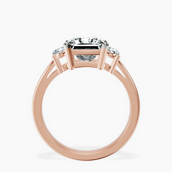 18kt Rose Gold Meghan Markle Three stone Lab Diamond Ring side right image one