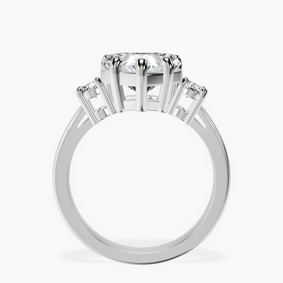 14kt White Gold Meghan Markle Three stone Lab Diamond Ring side right image one