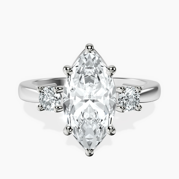 10kt White Gold Meghan Markle Three stone Lab Diamond Ring front image