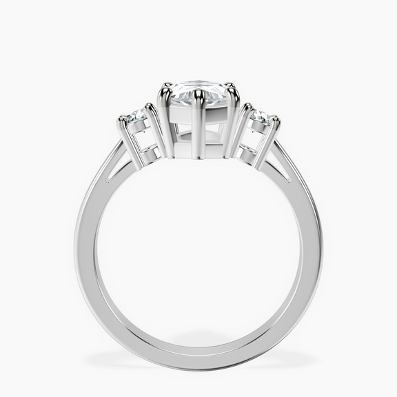 14kt White Gold Meghan Markle Three stone Lab Diamond Ring side right image one