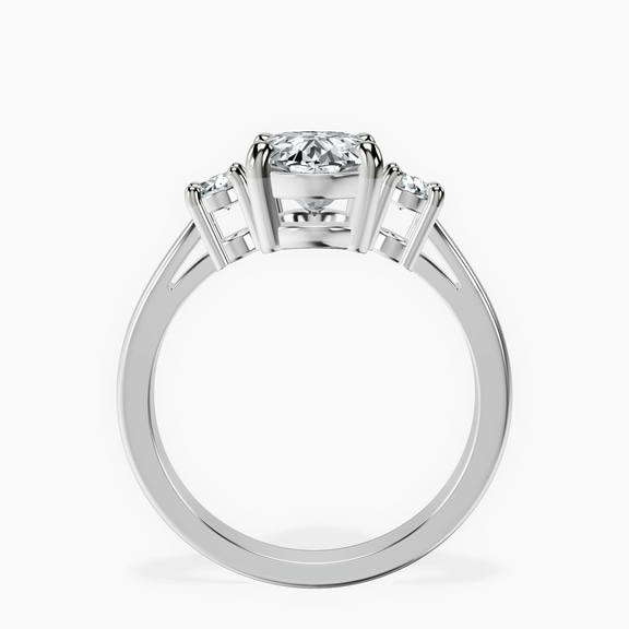 14kt White Gold Meghan Markle Three stone Lab Diamond Ring side right image one