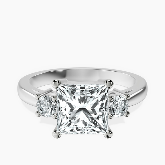14kt White Gold Meghan Markle Three stone Lab Diamond Ring front image