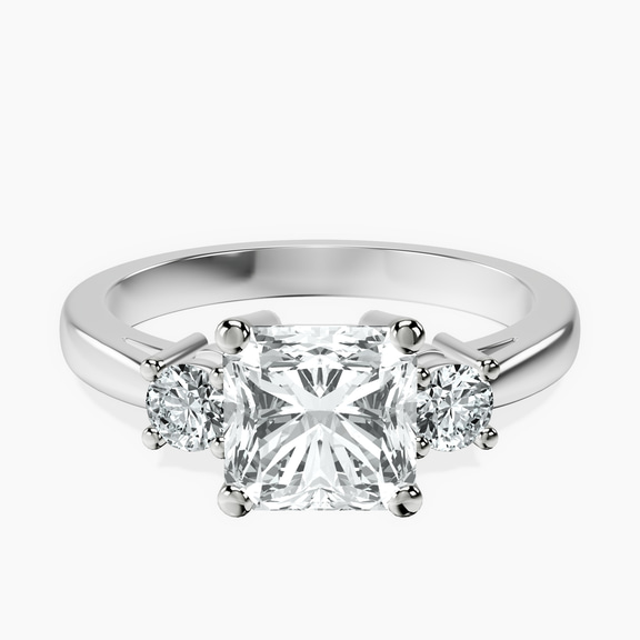 10kt White Gold Meghan Markle Three stone Lab Diamond Ring front image
