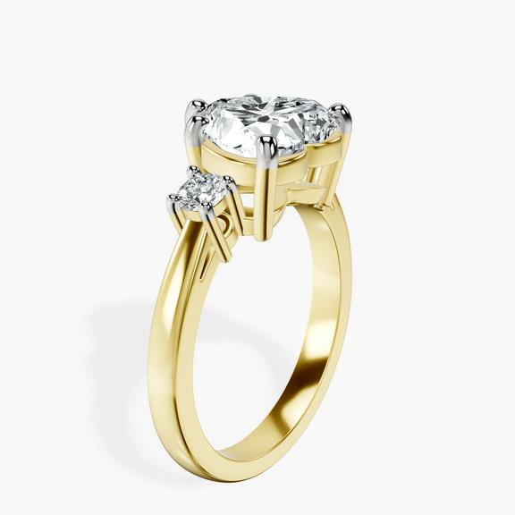 14kt Yellow Gold Meghan Markle Three stone Lab Diamond Ring standing product image one
