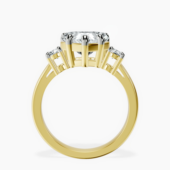 14kt Yellow Gold Meghan Markle Three stone Lab Diamond Ring side right image one
