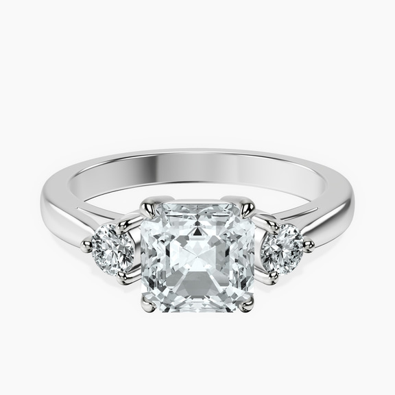 14ct White Gold Synthia Three stone Lab Diamond Ring front image