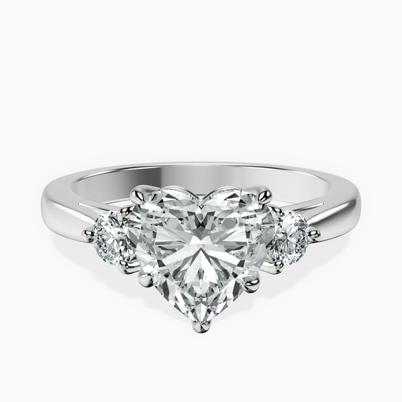 Platinum Synthia Three stone Lab Diamond Ring front image