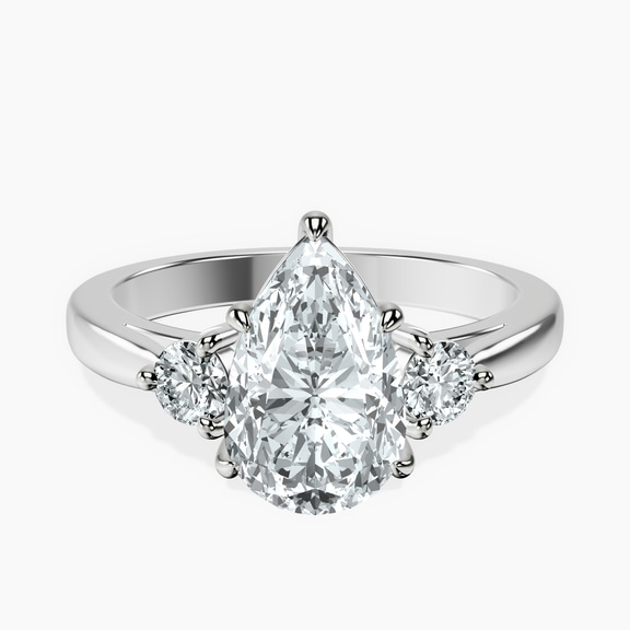 Platinum Synthia Three stone Lab Diamond Ring front image