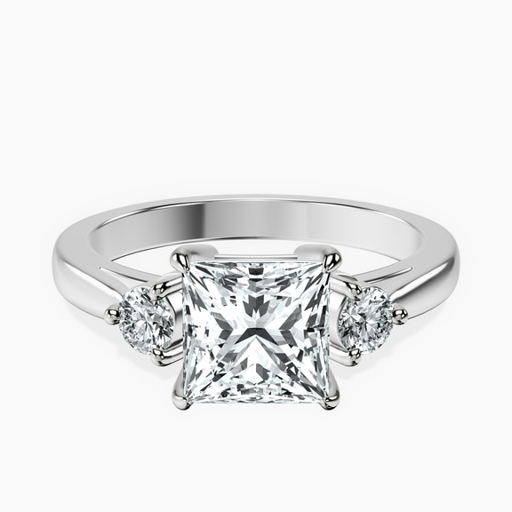 Platinum Synthia Three stone Lab Diamond Ring front image