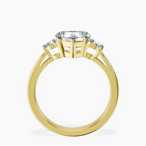 14ct Yellow Gold Synthia Three stone Lab Diamond Ring side right image one
