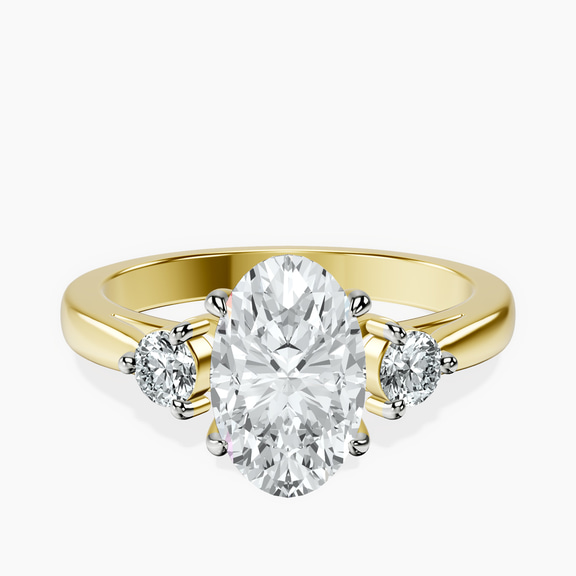 14kt Yellow Gold Synthia Three stone Lab Diamond Ring front image