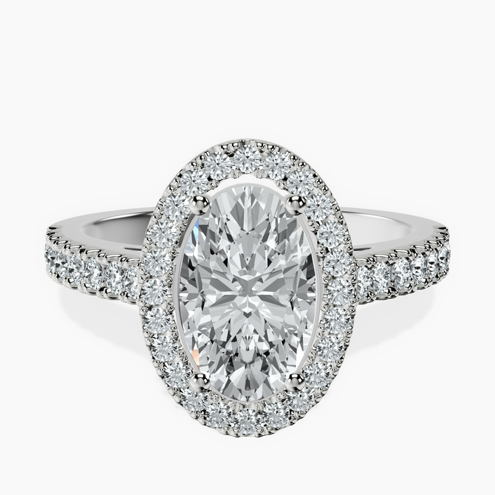 10kt White Gold Rising Sun Halo Lab Diamond Ring front image