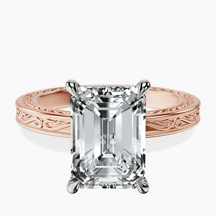 10kt Rose Gold Ivory Vintage Solitaire Lab Diamond Ring front image