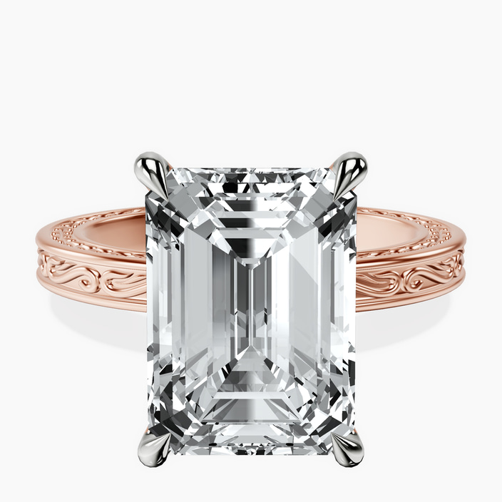 10kt Rose Gold Ivory Vintage Solitaire Lab Diamond Ring front image