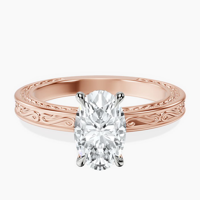 10kt Rose Gold Ivory Vintage Solitaire Lab Diamond Ring front image