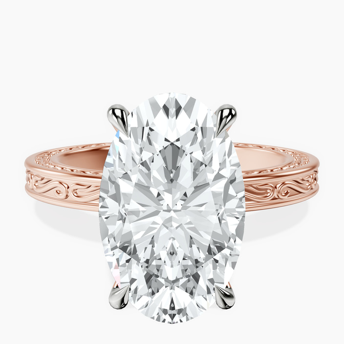 18kt Rose Gold Ivory Vintage Solitaire Lab Diamond Ring front image