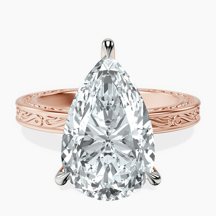 10kt Rose Gold Ivory Vintage Solitaire Lab Diamond Ring front image