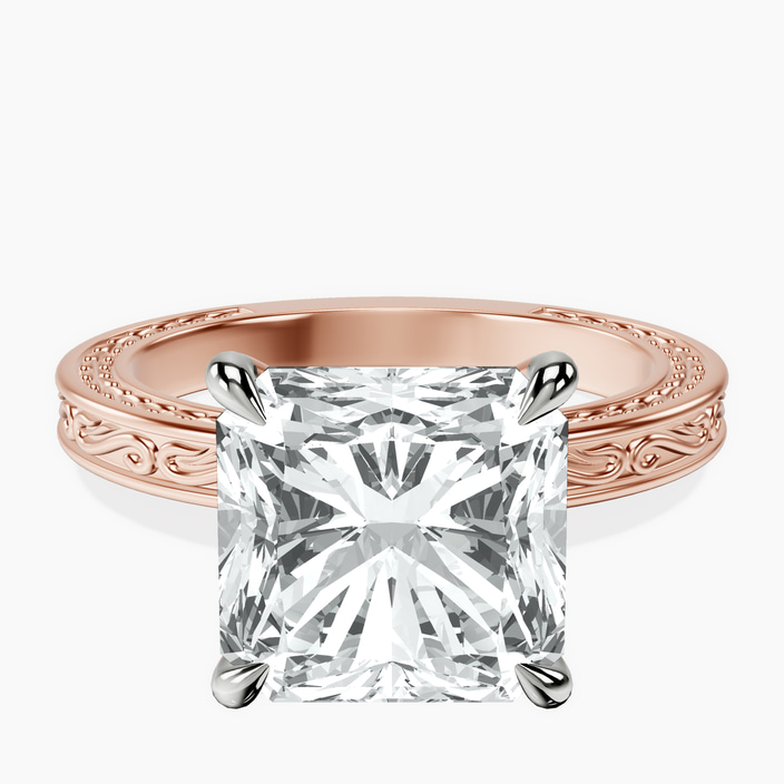 14kt Rose Gold Ivory Vintage Solitaire Lab Diamond Ring front image