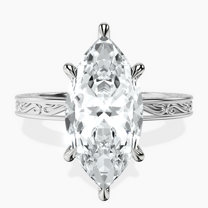 Platinum Ivory Vintage Solitaire Lab Diamond Ring front image
