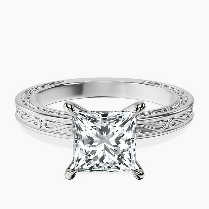 Platinum Ivory Vintage Solitaire Lab Diamond Ring front image