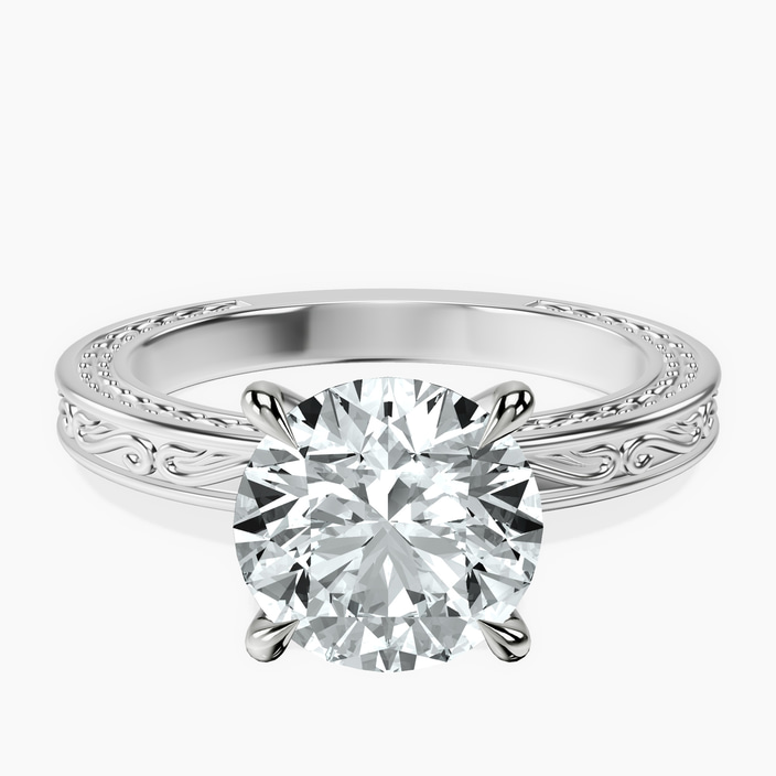 18kt White Gold Ivory Vintage Solitaire Lab Diamond Ring front image