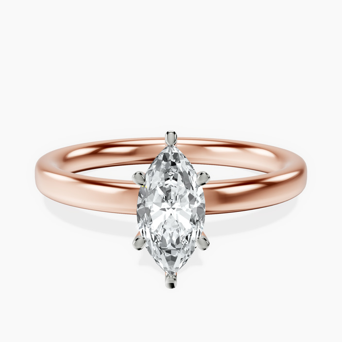 10kt Rose Gold Six Prong Solitaire 2mm Lab Diamond Ring front image