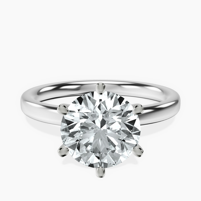 18kt White Gold Six Prong Solitaire 2mm Lab Diamond Ring front image