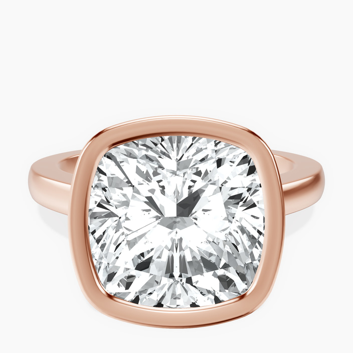 10kt Rose Gold Bezel Set Solitaire Lab Diamond Ring front image