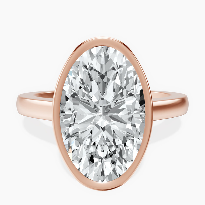 10kt Rose Gold Bezel Set Solitaire Lab Diamond Ring front image