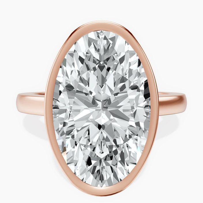 14kt Rose Gold Bezel Set Solitaire Lab Diamond Ring front image