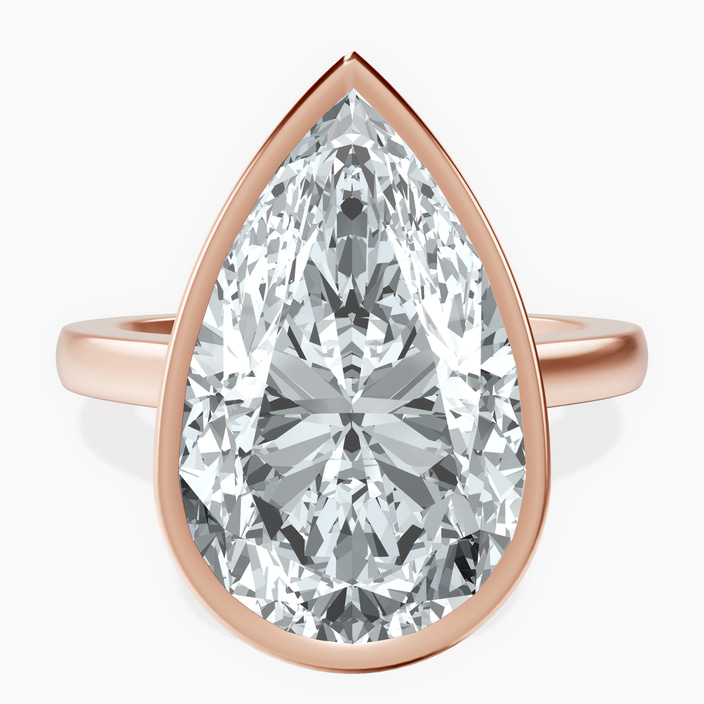 14kt Rose Gold Bezel Set Solitaire Lab Diamond Ring front image