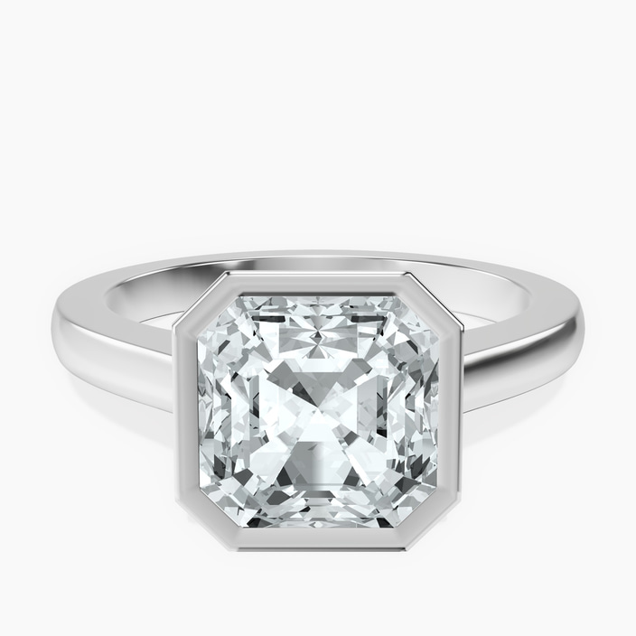 Platinum Bezel Set Solitaire Lab Diamond Ring front image