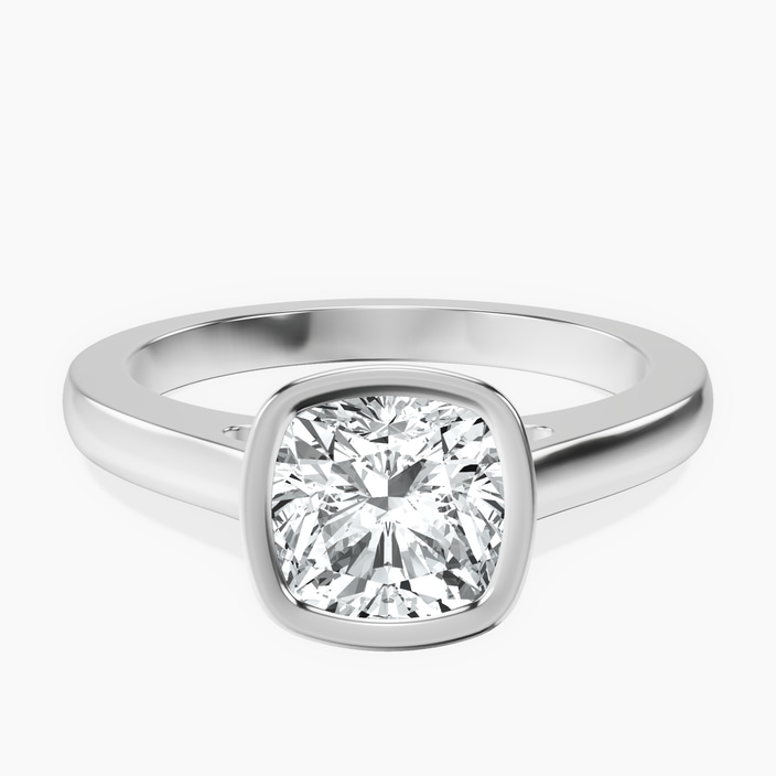 Platinum Bezel Set Solitaire Lab Diamond Ring front image