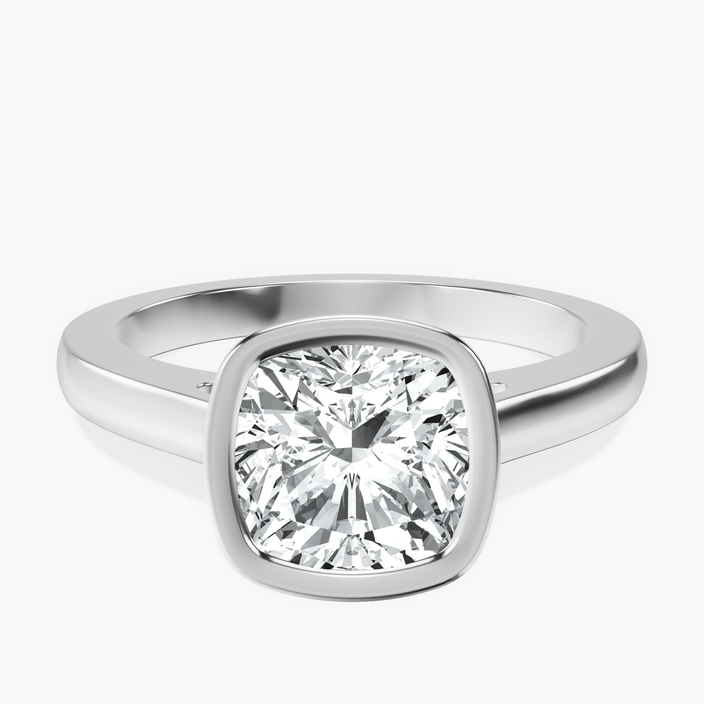 Platinum Bezel Set Solitaire Lab Diamond Ring front image