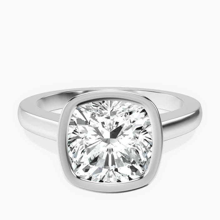 Platinum Bezel Set Solitaire Lab Diamond Ring front image
