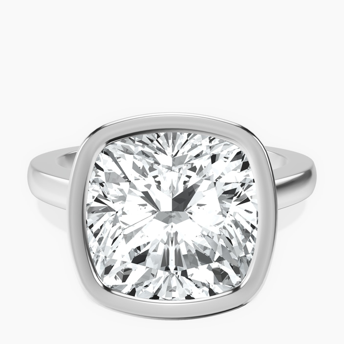 18kt White Gold Bezel Set Solitaire Lab Diamond Ring front image