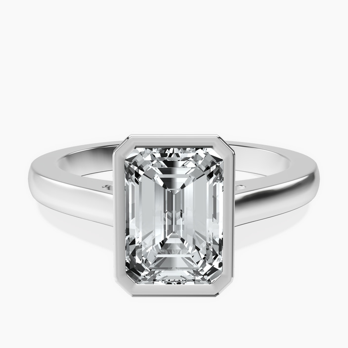 18kt White Gold Bezel Set Solitaire Lab Diamond Ring front image