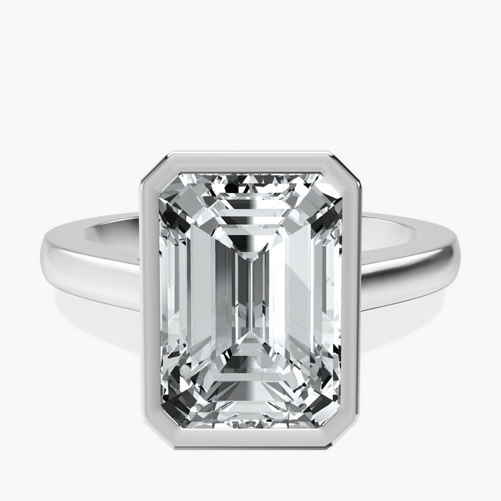 10kt White Gold Bezel Set Solitaire Lab Diamond Ring front image