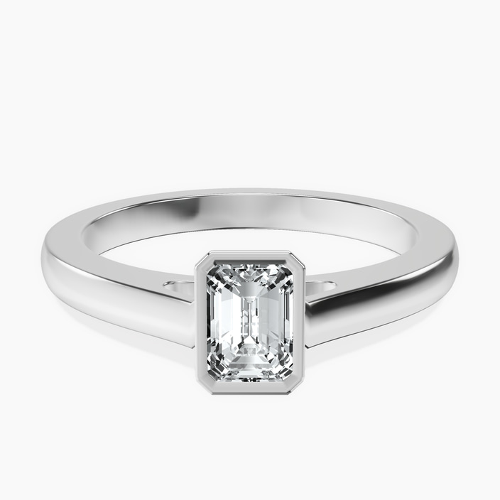 10kt White Gold Bezel Set Solitaire Lab Diamond Ring front image