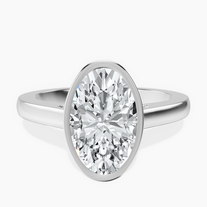 Platinum Bezel Set Solitaire Lab Diamond Ring front image