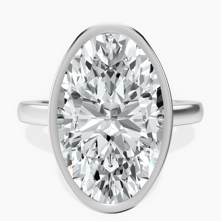 10kt White Gold Bezel Set Solitaire Lab Diamond Ring front image