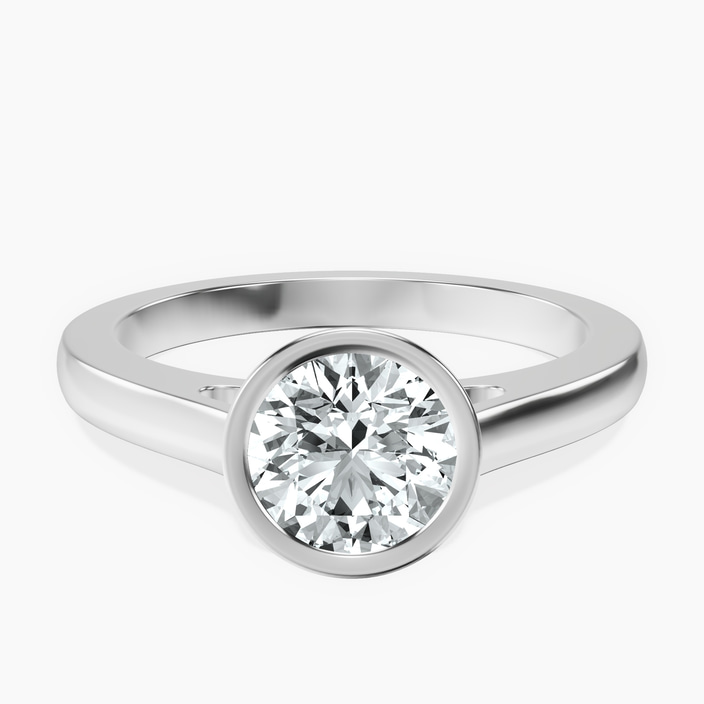 14kt White Gold Bezel Set Solitaire Lab Diamond Ring front image