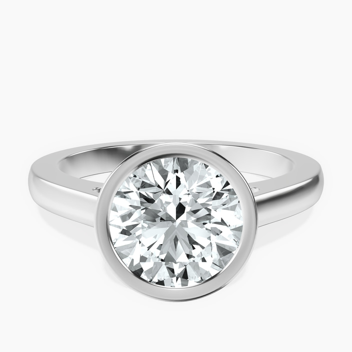 Platinum Bezel Set Solitaire Lab Diamond Ring front image