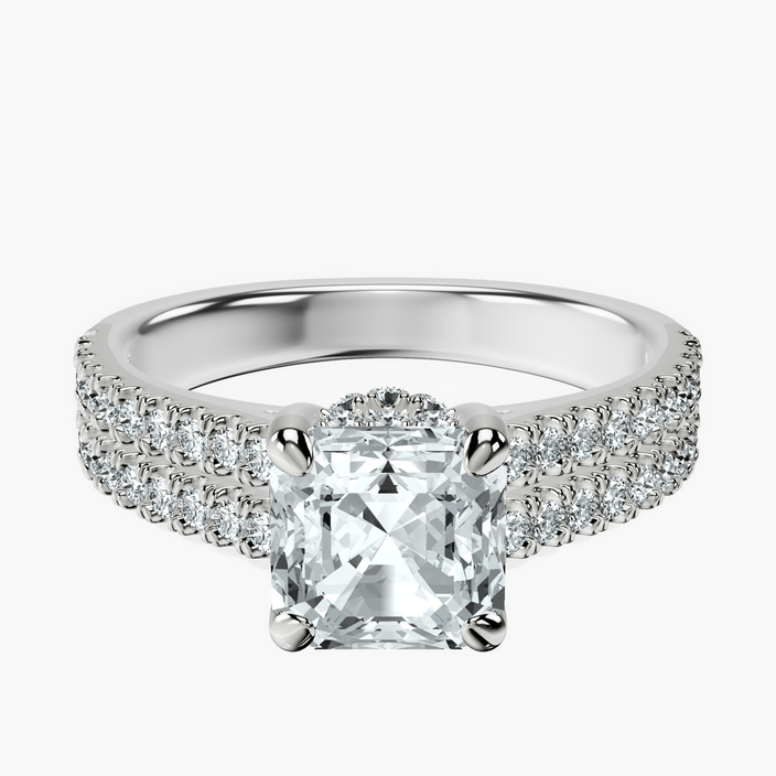 Platinum Tosca Secret Halo Double Band Lab Diamond Ring front image