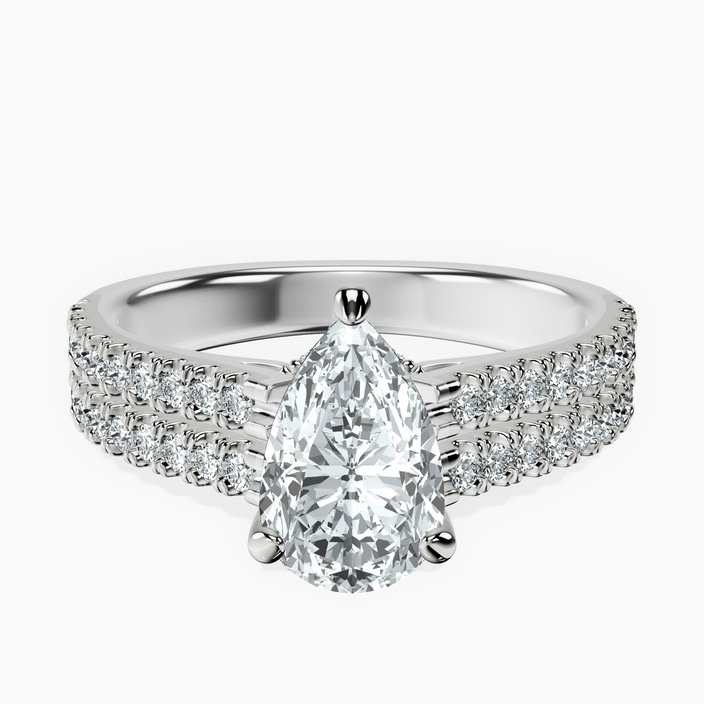 Platinum Tosca Secret Halo Double Band Lab Diamond Ring front image